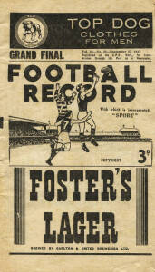 1947 "Football Record", Sept.27, Grand Final - Carlton v Essendon. Fair/Good condition. [Carlton's 8th Premiership].