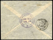 Nov. - Dec.1918 (AAMC.18ab) Bandar Abbas - Mussoree (Delhi) cover carried by General Borton & Major General Salmond on their RAF Survey flight from Cairo to Calcutta. With a fine strike of the circular "CARRIED BY FIRST AERIAL MAIL CAIRO - DELHI / DECR. 1 - 3