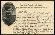 6-11 Aug.1919 (AAMC.20a & 22) special postcards carried by Captain Harry Butler in his "Red Devil" Bristol Tourer: Adelaide - Minlaton, with a privately written message and Minlaton - Adelaide, #114 with printed message & signature of the pilot. A most at - 4