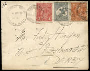 FORGERY: Dec.1921 (AAMC.56c) An example of a forged "AERIAL MAIL" cachet on a cover purporting to be from Fremantle to Derby but also with forged circular date stamps.