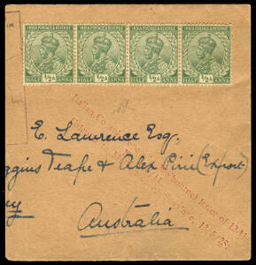 April-May 1925 (AAMC.78b) Calcutta - Sydney flown (half) cover, carried by Francesco di Pinedo in the first flying boat from Europe to Australia. Signed and authenticated on reverse & numbered #89. [1 of 42 addressed to Sydney]. [For details of the disput