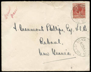 PACIFIC ISLANDS SURVEY FLIGHT: Sept. - Dec.1926 (AAMC.102) Tulagi, Solomon Islands - Rabaul: A cover flown by Group Captain Richard Williams on his survey flight from Melbourne to various Pacific Islands in a DH50A seaplane and endorsed "Aerial Mail" at l