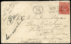 8 June 1928 (AAMC.122b) Naselai Sands, Fiji - Eagle Farm, Brisbane cover flown by Kingsford Smith with Ulm, Lyon & Warner on their epic trans - Pacific flight via Hawaii and Fiji in the 'Southern Cross', posted and cancelled in Sydney during the week afte