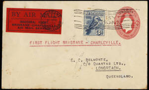 17-22 Apr.1929 (AAMC.132a & 133aa) Scarce "non-Davis Brothers" Brisbane - Charleville [740kms] and Toowoomba - Brisbane [130kms] Qantas flown covers; both with "INAUGURAL FLIGHT" vignettes. Cat.$400+.