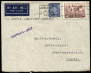 1929-39 group of commercial covers, majority airmail from Australia (25), to Australia (17) or via Australia (2), some on annotated pages. Origins or destinations incl. Asia, Europe & USA with registered, re-directed, taxed, official & Service Suspended, - 4