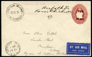 TWO IMPORTANT FLIGHTS BY FRANCIS CHICHESTER: 30 Mar. 1931 (AAMC.183) Francis Chichester's Tasman flight: Lord Howe Island - Norfolk Island cover, flown & endorsed by Chichester, (#42 of between 50 - 60 flown). This was the first solo crossing of the Tasma