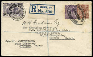 A NEW RECORD FOR THE FLIGHT FROM AUSTRALIA TO ENGLAND: 25 July 1931 (AAMC.214) Australia (Wyndham) - England cover (registered on arrival) carried by James Mollison on his record flight, arriving at Croydon Airport on 6th August in 8 days, 19.5 hours. Hav