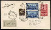 7 Jan.1932 (AAMC.245b) a rare intermediate from the delayed Christmas Mail flight from England - Australia in the "Southern Star": a cover flown from Rome - Darwin by Kingsford Smith & signed by him. (only 12 thus carried). Accompanied by a London - Melbo