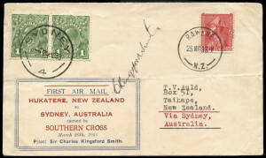 26 Mar.1933 (AAMC.299a) Sydney - New Zealand - Sydney cover signed by Charles Kingsford Smith & carried on the second flight of the "Southern Cross" from NZ to Australia. [one of 10 covers flown in both directions].