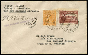 Signed internal flight covers: 22 May 1933 (AAMC.308) Sydney - Grafton, signed by Keith Virtue; 2 June 1934 (AAMC.383) Brisbane - Mundubbera, signed by Ron Adair; and, 22 June 1934 (AAMC.386) Sydney - Newcastle, signed by T.White. Cat.$400.