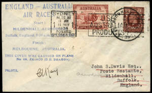 1934-38 range of first, special, race and rate-change flown covers. Includes inetrnal intermediates, AAMC.438 signed by Kay, AAMC.444 & 445, AAMC.470n to Bulawayo, etc. Mixed condition but mainly fine. AAMC:$1645.