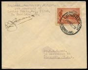 24 Sept.1934 (AAMC.411) cover to Sydney franked 2d tied by Longreach cds, endorsed 'England Australia Flight / per courtesy of / Lester Brain Esq. Pilot / De Havilland 86' & signed by him. This was a QANTAS delivery flight. (12 flown).