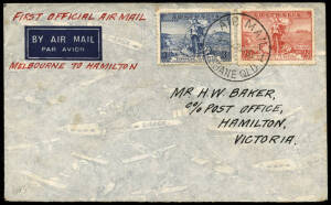 22-25 May 1936 (AAMC.603) (Brisbane) - Melbourne - Hamilton cover, carried by Ansett Airways Ltd on their inaugural mail flight. [142 flown].