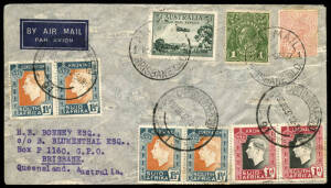 9 Apr.1937 (AAMC.716) Brisbane - Capetown cover, flown and signed by Mrs H.B. Bonney on her long journey, being the first direct solo flight from Australia through Asia and Africa; a distance of over 29,000kms.