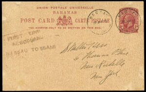 BRITISH WEST INDIES: collection mainly mounted on exhibit pages as a study of the first flights connecting the British Colonies in the Caribbean & elsewhere; noted Bahamas 1919 Nassua-Miami flights (3), with "FIRST TRIP/ AEROPLANE/NASSUA TO MIAMI" (on pos