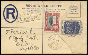 1929-53 developing annotated dislay entitled "British Asia and Pacific & The Long Ocean Routes", incl. 15 Dec.1934 (AAMC.469n) Singapore - Aust., 19 Apr.1937 (AAMC.727) Aust. - USA Clipper cover via Hong Kong, 27 Mar.1936 Hong Kong 5 different Imperial Ai