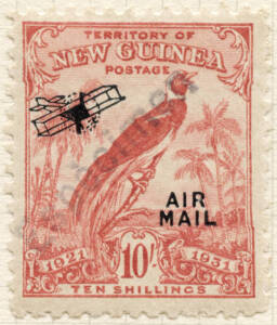 SPECIMEN HANDSTAMPS - UNIVERSAL POSTAL UNION MEMBERSHIP: A range of Specimen (or Especimen) hand-stamped New Guinea stamps, comprising 1931 Huts Air 4d, 1931 Dated Bir Airs 2d, 3d, 5/- & 10/-, 1932 Undated Bird Airs 2d, 5d, 9d & 5/- and 1939 Bulolo Airmai