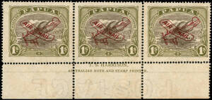 1929-30 Air Mail Overprints: Range on Hagner pages, mainly comprising Imprint or Monogram strips of 3 illustrating the Cooke, Ash & Harrison printings. Mainly fine.