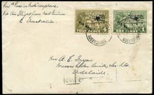 Nov.-Dec.1931 (AAMC.P38) Rabaul - Port Moresby - Queensland cover, flown by P.H.Moody in his "Puss in Boots" seaplane; with the New Guinea Airmail adhesives tied by "BULIMBA 3 DE 31" cds's & with BRISBANE backstamp. [10 flown].