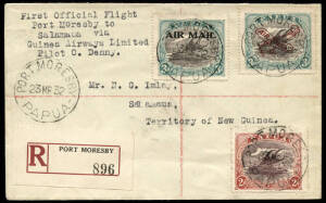 23 Mar.1932 (AAMC.P44) Port Moresby - Salamaua registered cover, flown by Orme Denny for Guinea Airways. [57 covers flown of which 24 were registered].