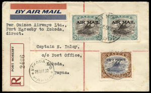 28 Sept.1932 (AAMC.P45) Port Moresby - Kokoda registered cover, flown by Orme Denny for Guinea Airways. [157 covers flown of which only 7 were registered].