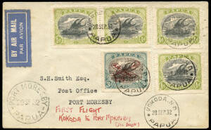 28 Sept.1932 (AAMC.P46) Kokoda - Port Moresby cover, flown by Orme Denny & Frank Drayton for Guinea Airways. [107 covers flown].