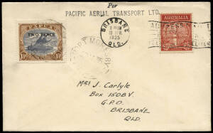 10 Apr.1935 (AAMC.P79) Brisbane - Port Moresby cover, flown by Ray Parer for Pacific Aerial Transport Ltd in a Fairey 111F (which had previously been flown by C.G. Davies in the MacRobertson Air Race). [One of 25 covers posted back to Brisbane on arrival 