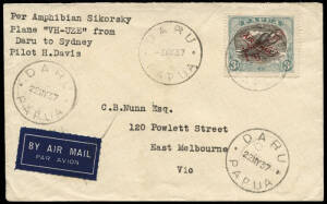 3-22 May 1937 (AAMC.P110c) Daru - Port Moresby - Sydney cover, flown by H. Davis in a Sikorsky S-38B Amphibian for Papuan Oil Development. Encountering engine trouble at Port Moresby, he returned to Daru, where a new engine was installed and he finally de