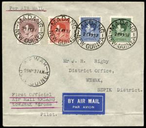 28 May 1937 (AAMC.P111) Madang - Wewak cover, flown by Les Ross for Guinea Airways.