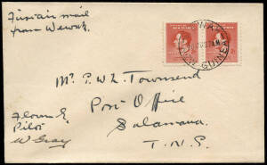 26 June 1937 (AAMC.P114a) Wewak - (Lae) - Salamaua - (Port Moresby) cover, flown and signed by William Gray for Mandated Airlines, flying a DH83 Fox Moth.