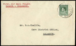 18 Mar.1938 (AAMC.P128) Rabaul - Salamaua cover, flown on a survey flight for W.R.Carpenter Airlines by R.O.Mant, flying a DeHavilland DH86. [50 flown].