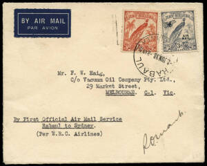 30 May - 5 June 1938 (AAMC.P133-34a) Salamaua - Sydney cover, Rabaul - Sydney cover (signed by R.O.Mant), Sydney - Rabaul - Sydney cover, Port Moresby - Cooktown, Cooktown - Port Moresby & Cooktown - Salamaua cover, flown on the first contract mail flight