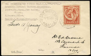 14-17 Dec.1938 (AAMC.P141) Melbourne - Port Moresby return flight cover, flown by Russell Rogers in the "Guba II" Consolidated 28 Flying Boat and signed by the navigator, Lewis A. Yancey. The flight had become necessary because of the requirements of repa