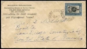 12 Jan.1939 (AAMC.P141a) Hollandia - Port Moresby cover, flown in the "Guba II" and addressed to Richard Archbold's wife, in San Diego, California. [NB: This cover illustrates the AAMC entry at p246 in the Eighth Edition]. Ex Ray Kelly.