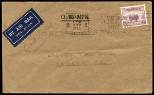 15 Mar.1940 (AAMC.P152) Australia - New Guinea Crash cover: 15 Mar.1940 OHMS cover from Adelaide to Rabaul, carried aboard the W.R.Carpenter airline "Carinthia" VH-UYW, piloted by K.G.Jackson on a regular flight from Sydney. After departing Salamaua for R