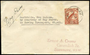 19-27 Mar.1940 (AAMC.P153) Sydney - Wau cover, flown and signed by Ray Parer in a Boeing 40, cancelled on arrival at WAU 27MAR40.