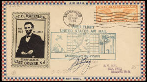 1934-40 extensive group of commemorative & first flight covers all franked with 6c Winged Globe as a single franking or in combination with other values. Incl. FDC's and some mounted on exhibition pages. Noted 1 Sept.1934 Memphis - Jackson, Mississippi si