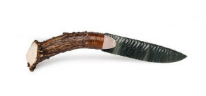 American Indian "Knapped" Jasper Knife with Elk Horn Handle.