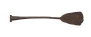 Whale blubber spade stamped "SCORBAR(?), LONDON". In 19th century relic condition. 55cm