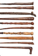 AUSTRALIAN STOCKWHIPS & OTHER CURIOS: Museum standard life-time collection of&nbsp;stockwhip handles, walking sticks & walking stick handles. Predominantly Australian origin ranging from early 19th to mid 20th century. Many fine examples including fiddleback b