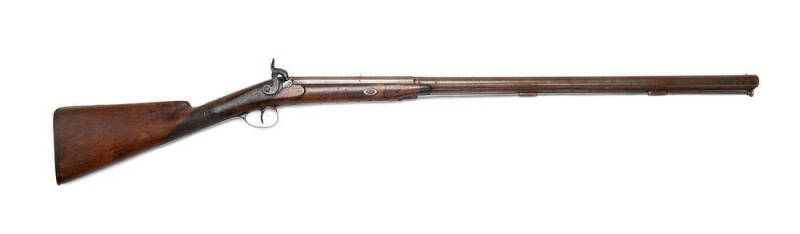 Muzzle loading single barrel percussion rifle marked Wm. Wallace, 19th century. 117cm