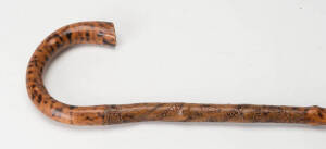 WALKING STICK. Finely carved walking cane with inscription "J.G.H. Souvenir 1918 Langres France". 93cm