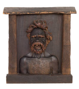 ROBERT PRENZEL (1866-1941): Carved portrait of an aboriginal man, signed & dated 1924 lower right.  57 x 63cm