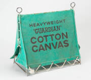 Point of sale advertising; Guardian cotton canvas tent, Miller's anchor brand rope, Chadwicks bucket handles (2) early to mid 20th century. 4 items.&nbsp;