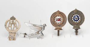 Car hood ornaments: 1929 Graham-Paige mascot, Royal Automobile Club of Victoria (2), Royal Automobile Association of South Australia. (4 items)