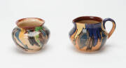 PPP Premier Pottery Preston squat vase & milk jug both dribble glazed. 6.5cm & 7cm