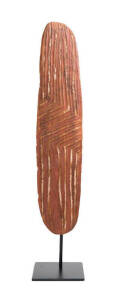 WUNDA SHIELD: West Australian origin, wood & natural earth pigments, late 19th early 20th century. &nbsp;63cm