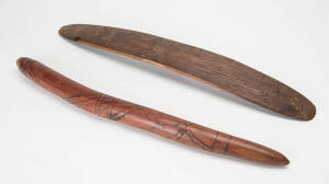 Aboriginal shield West Australian origin circa 1940s (62cm); & a club central deserts origin (58cm).