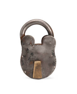 Antique oversize padlock with key, 19th century. 22cm