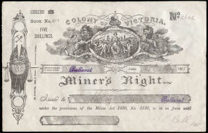 Miners Right; group of 5 late 19th century issued for the Ballarat district.